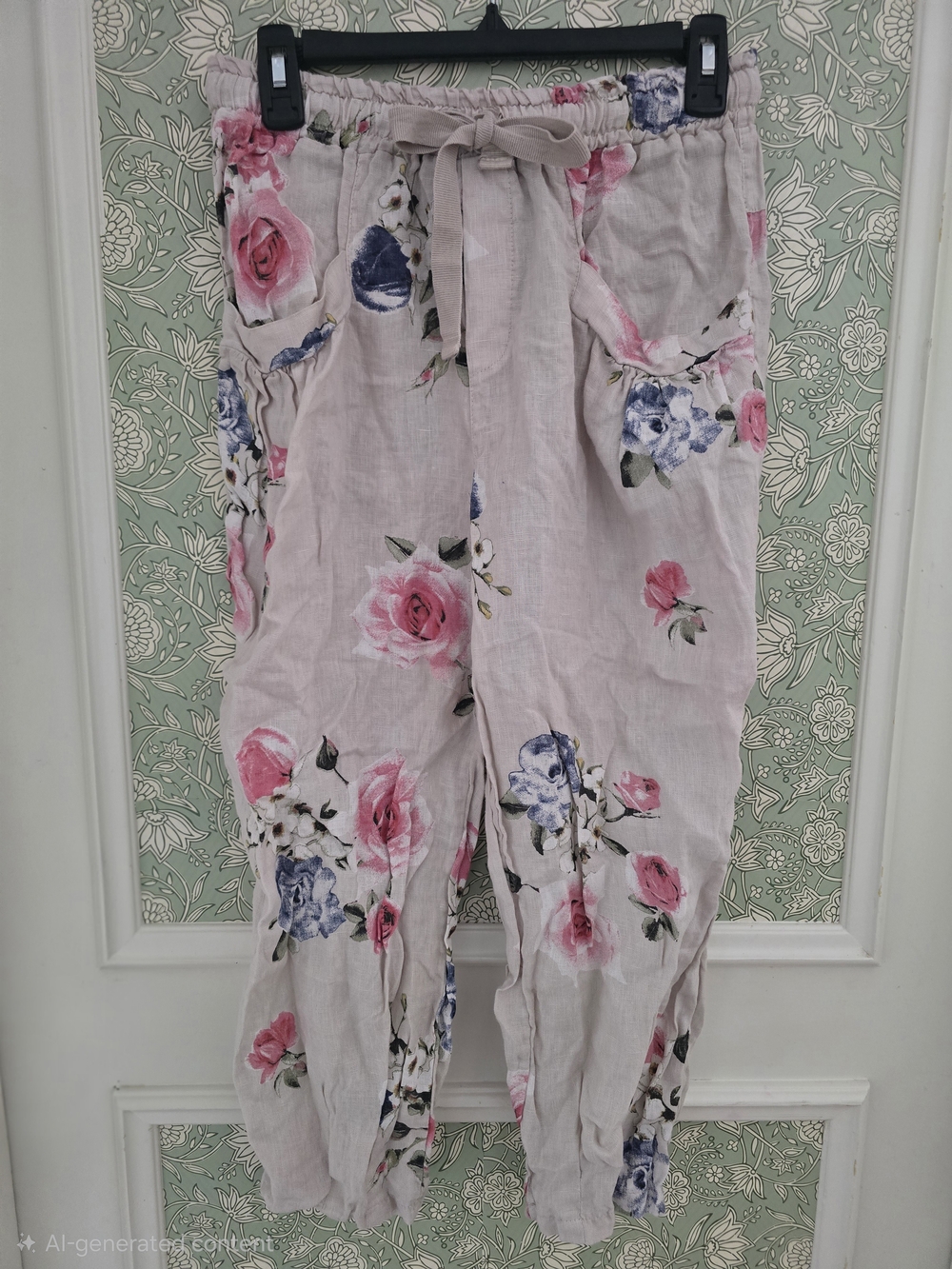 Belle France Floral Linen Pants - Picture 2 of 8